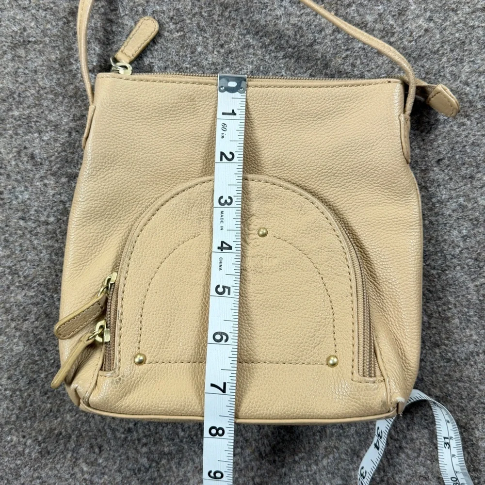 Vintage Stone Mountain Tan Cream Leather Small Crossbody Bag Zip Closure Western - Picture 9 of 12